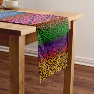 Colorful Leopard Animal Print Design Short Table Runner