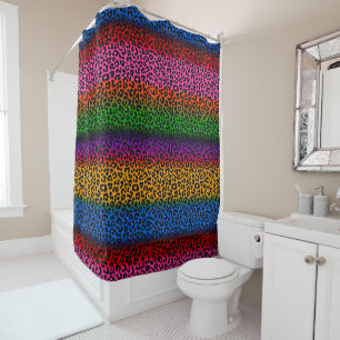 Colorful Leopard Animal Print Design Shower Curtain