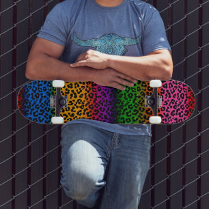 Colorful Leopard Animal Print Design Skateboard