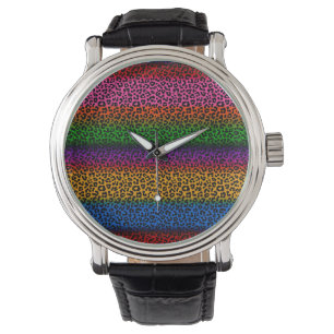 Colorful Leopard Animal Print Design Watch