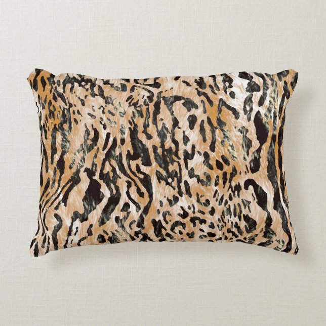 Colorful Leopard Meter Textile Pattern Accent Pillow (Front)