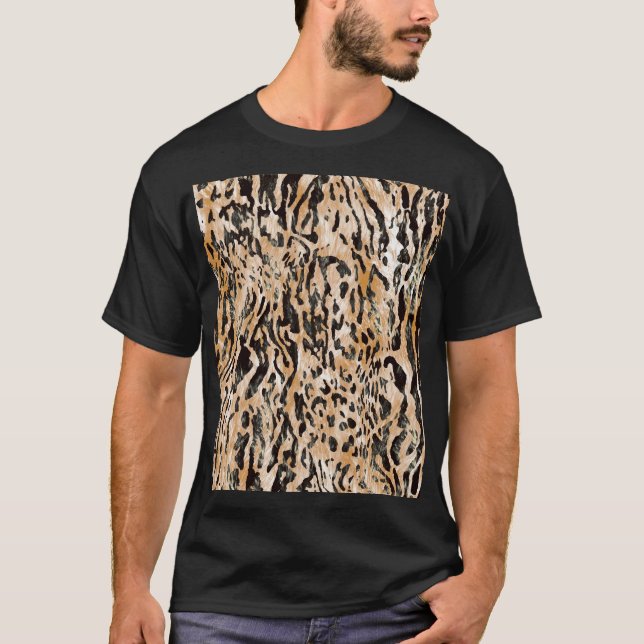 Colorful Leopard Meter Textile Pattern T-Shirt (Front)