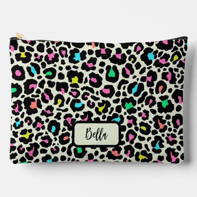 Colorful Leopard Pattern Accessory Pouch (Front)