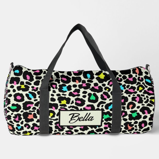 Colorful Leopard Pattern Duffle Bag (Front)