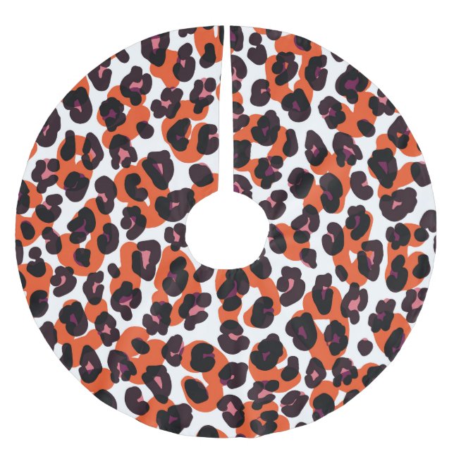 Colorful Leopard Pattern: Seamless Design. Brushed Polyester Tree Skirt (Front)