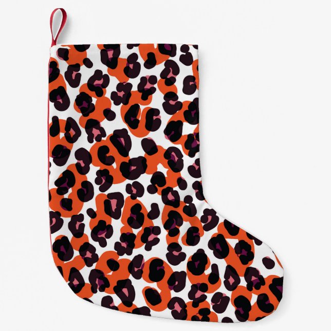 Colorful Leopard Pattern: Seamless Design. Small Christmas Stocking (Front)