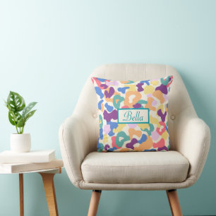 Colorful Leopard Pattern  Throw Pillow