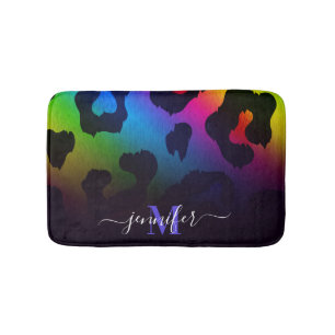 Colorful Leopard Print Bath Mat