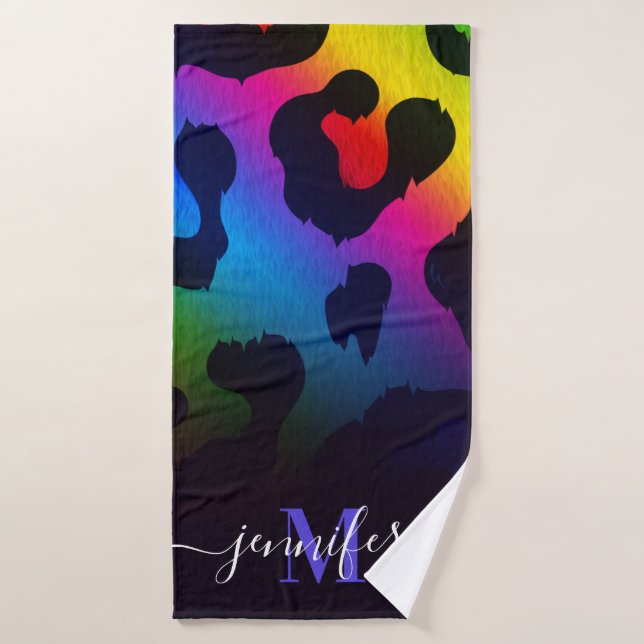 Colorful Leopard Print Bath Towel (Bath Towel)