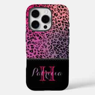 Colorful Leopard Print & Black Diamonds iPhone 16 Pro Case