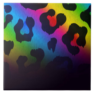Colorful Leopard Print Ceramic Tile