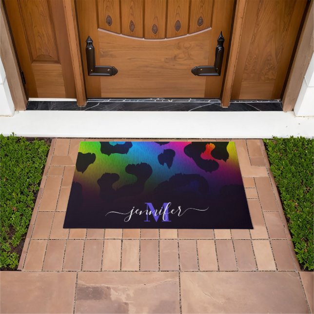 Colorful Leopard Print Doormat (Outdoor)