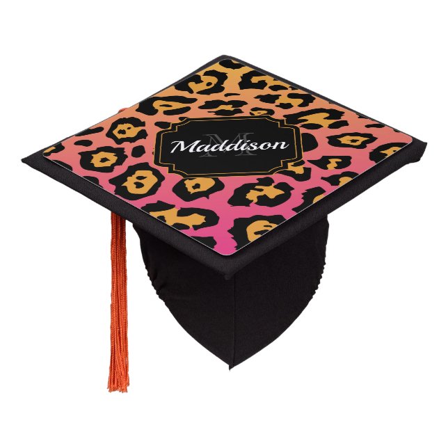 Colorful Leopard Print Graduation Cap Topper (Angled)