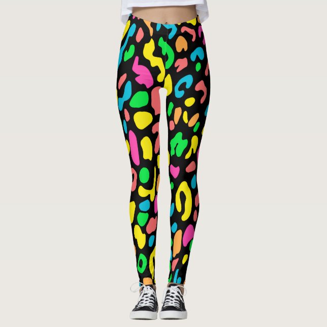 Colorful Leopard Print Leggings (Front)