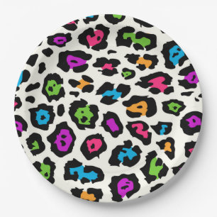 Colorful Leopard Print Paper Plates