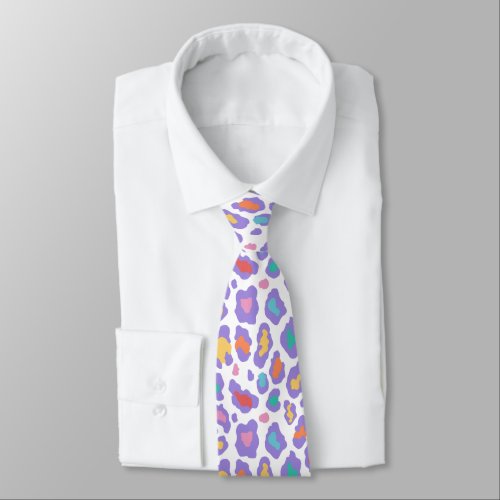 Colorful leopard print pattern design neck tie