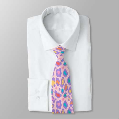 Colorful leopard print pattern design neck tie