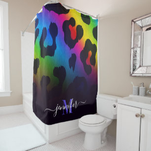 Colorful Leopard Print Shower Curtain