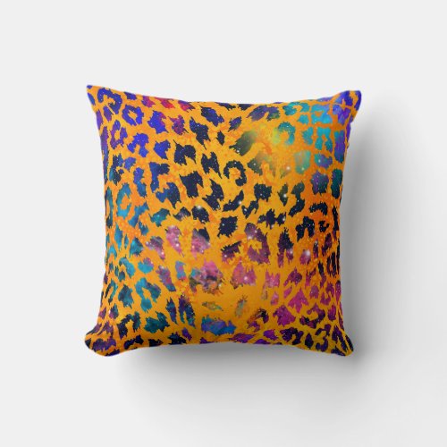 Colorful Leopard Print Throw Pillow