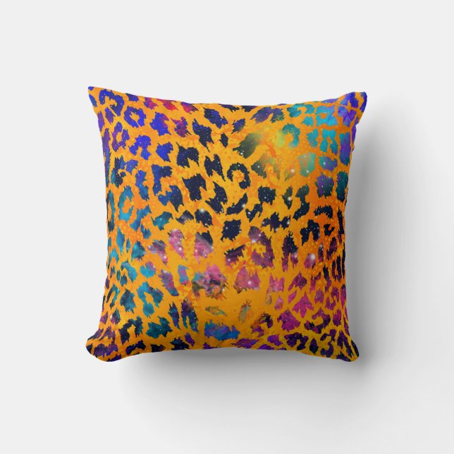 Colorful Leopard Print Throw Pillow (Front)