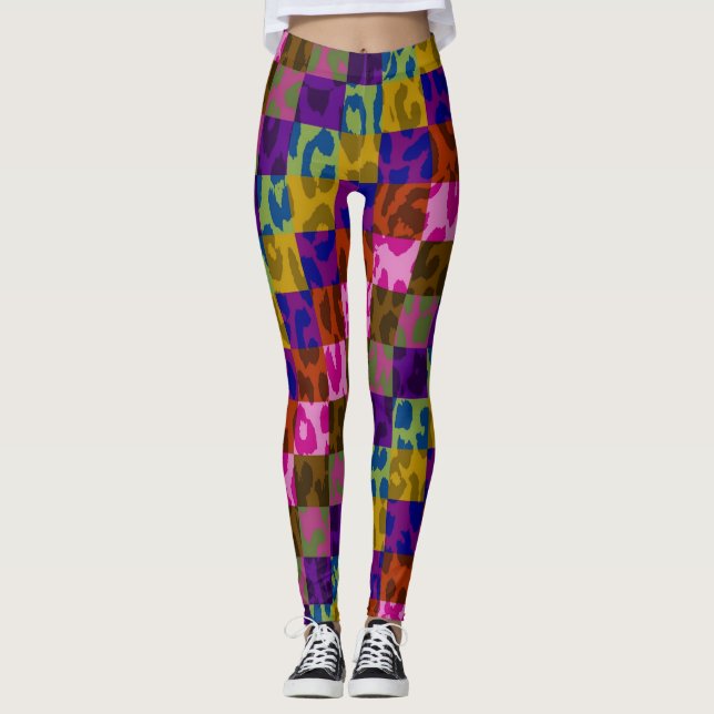 Colorful Leopard Skin Pattern #24 Leggings (Front)