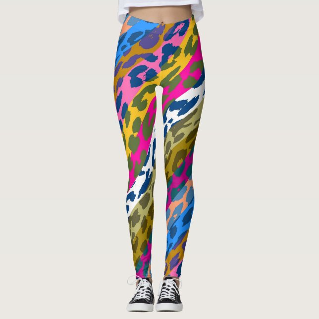 Colorful Leopard Skin Pattern #29 Leggings (Front)