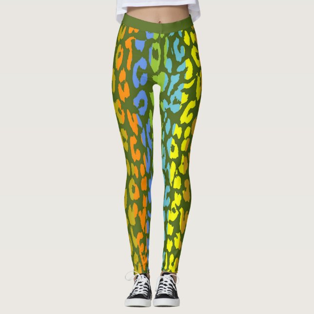 Colorful Leopard Skin Pattern #4 Leggings (Front)