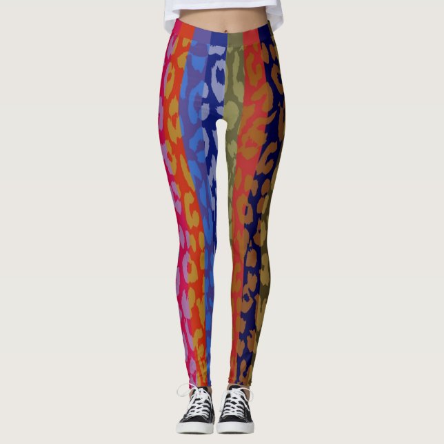 Colorful Leopard Skin Pattern #7 Leggings (Front)