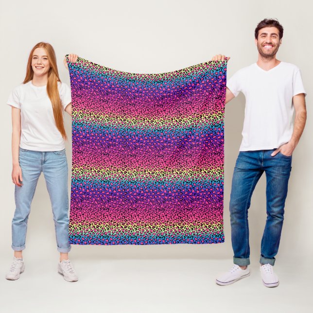 Colorful leopard skin pattern fleece blanket (In Situ)