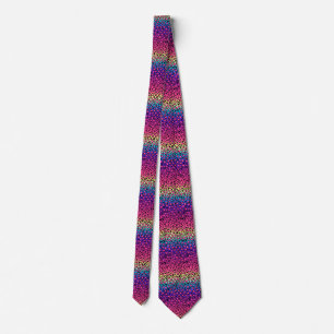 Colorful leopard skin pattern neck tie