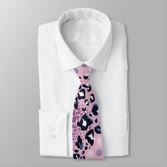 Colorful Leopard Skin Pattern Neck Tie (Tied)