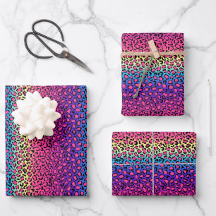Colorful leopard skin pattern wrapping paper sheets