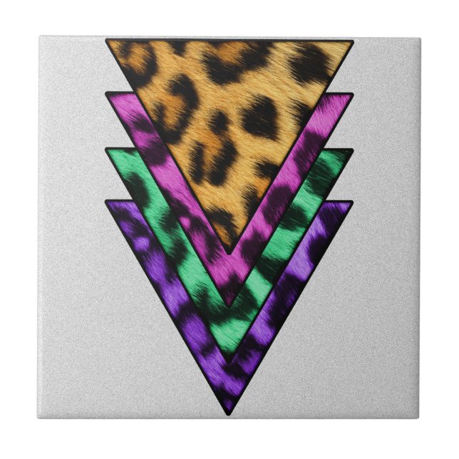 Colorful Leopard Triangles Tile (Front)