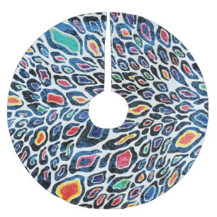 Colorful Leopard: Vibrant Texture Print Brushed Polyester Tree Skirt
