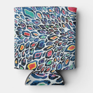 Colorful Leopard: Vibrant Texture Print Can Cooler