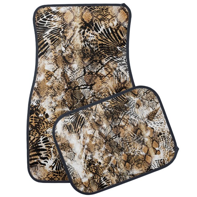 Colorful Leopard Zebra Camouflage Pattern Car Floor Mat (Set)