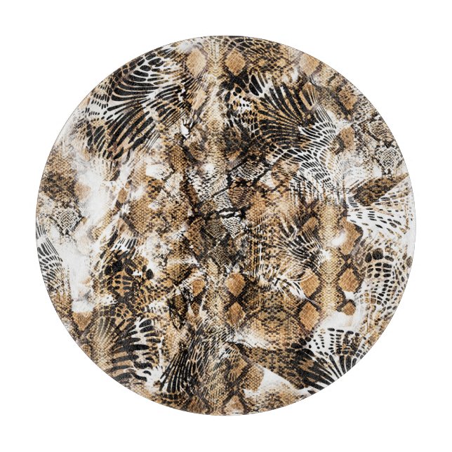 Colorful Leopard Zebra Camouflage Pattern Cutting Board (Front)
