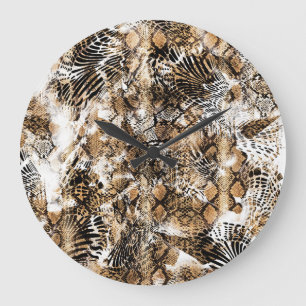 Colorful Leopard Zebra Camouflage Pattern Large Clock