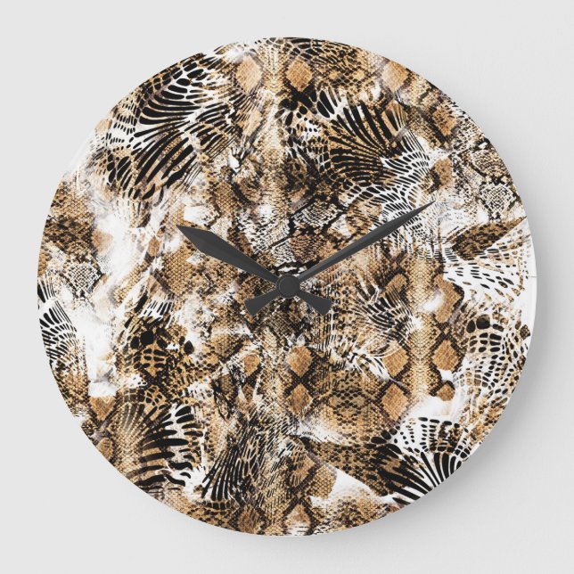 Colorful Leopard Zebra Camouflage Pattern Large Clock (Front)
