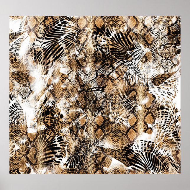Colorful Leopard Zebra Camouflage Pattern Poster (Front)