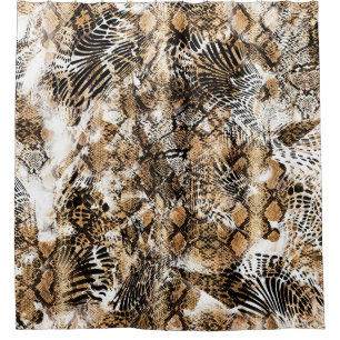 Colorful Leopard Zebra Camouflage Pattern Shower Curtain