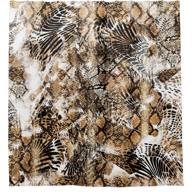 Colorful Leopard Zebra Camouflage Pattern Shower Curtain (Front)