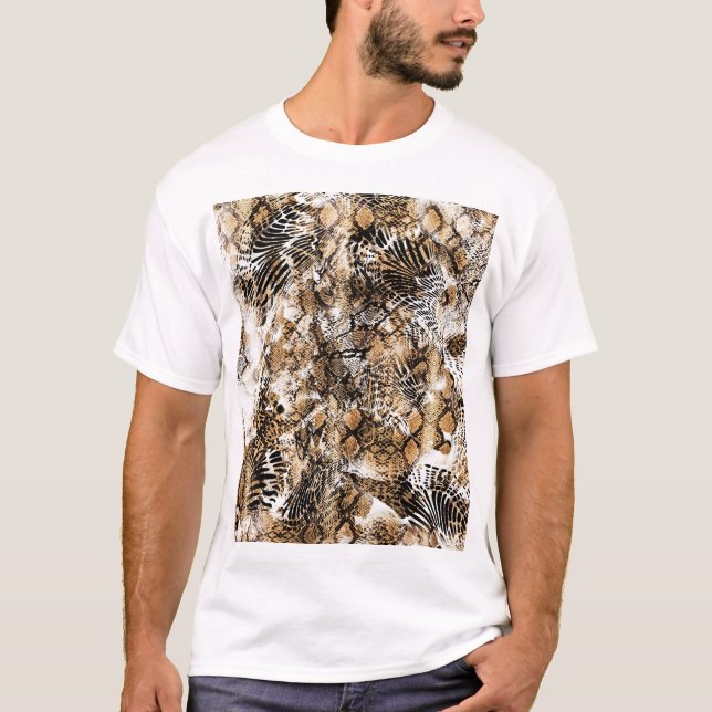 Colorful Leopard Zebra Camouflage Pattern T-Shirt (Front)