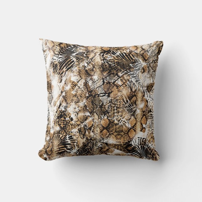 Colorful Leopard Zebra Camouflage Pattern Throw Pillow (Front)