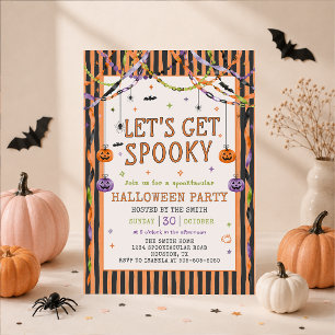 Colorful Let’s Get Spooky Halloween Party Invitation