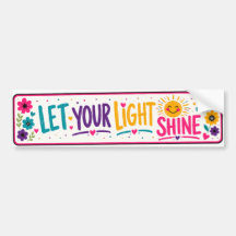 Colorful Let Your Light Shine Bumper Sticker