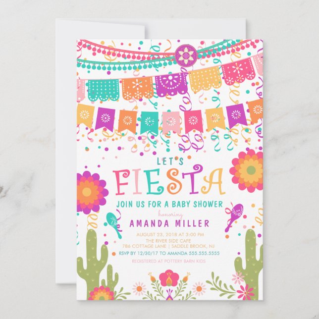 Colorful Let's Fiesta Baby Shower Invitation (Front)