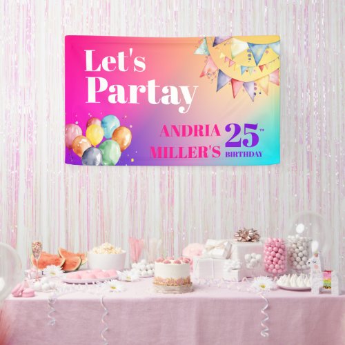 Colorful Lets Party Birthday Banner