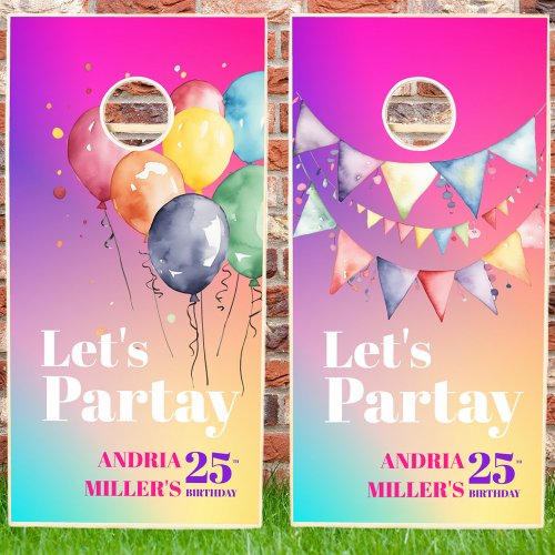 Colorful Lets Party Birthday Cornhole Set