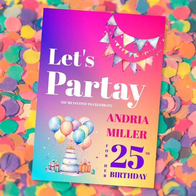 Colorful Let's Party Birthday Invitation (Creator Uploaded)